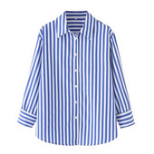 Triibulised särgid Suvised naiste 2024 uus mood lahtised pluusid šikk elegantne tänava naiste pikkade varrukatega särk, topid noortele