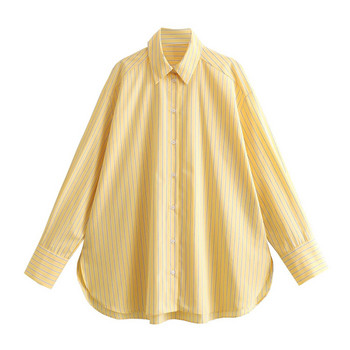 Дамска раирана широка риза с дълъг ръкав, горно облекло, елегантни блузи, Zevity Youth, 2024 г.