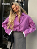 YAMIKO Bluze s printom ružičastih pruga Košulje za žene Moda 2024 Ležerne košulje dugih rukava na rever Elegantna klasična ženska majica