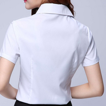 Корейска мода Бяла риза Дамска блуза с къс ръкав Бизнес ризи Дамски топове Младежки блузи Дамски 5XL Евтини дамски дрехи