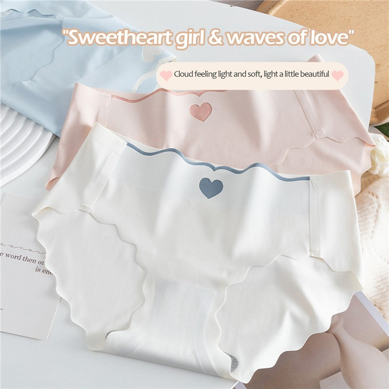 Nagy méretű, magas derekú hideg selyem bugyi nőknek szív mintás aranyos fehérnemű, légáteresztő puha lánynadrág női fehérnemű M-XL