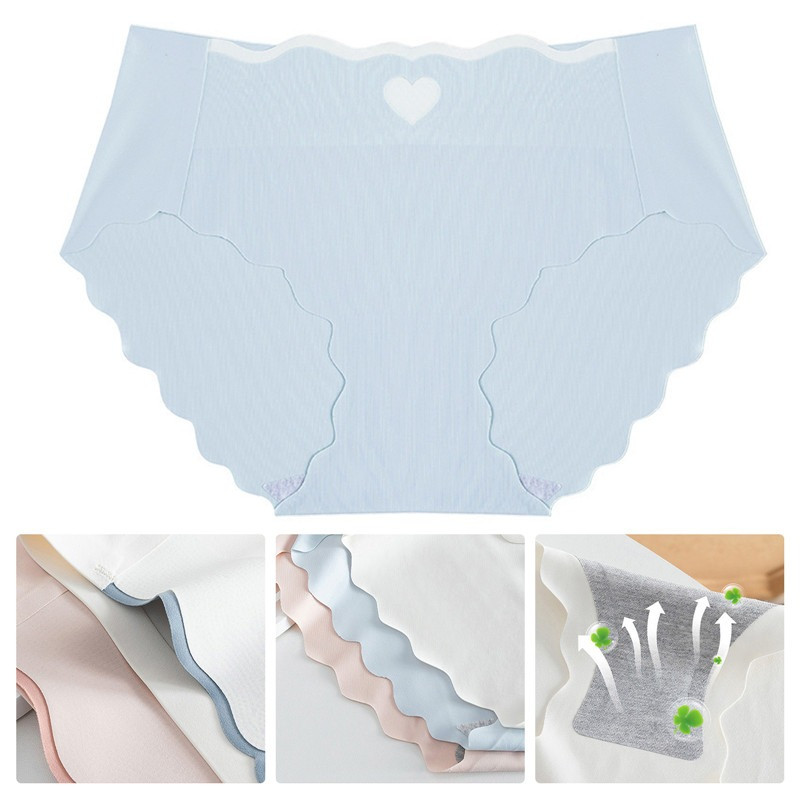 Nagy méretű, magas derekú hideg selyem bugyi nőknek szív mintás aranyos fehérnemű, légáteresztő puha lánynadrág női fehérnemű M-XL