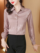 Ženske košulje, polo izrez, svileni print, starinska majica s cvjetnim uzorkom, satenska bluza s dugim rukavima, ženska majica, osnovna, OL košulja