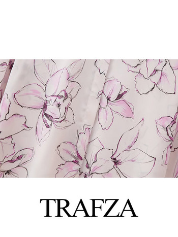 TRAFZA Винтидж, нова модна декорация, широки ревери, ежедневни блузи, женски ризи, шикозни топове, дамски флорални щампи, копчета с дълъг ръкав
