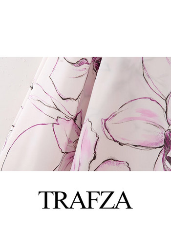 TRAFZA Винтидж, нова модна декорация, широки ревери, ежедневни блузи, женски ризи, шикозни топове, дамски флорални щампи, копчета с дълъг ръкав