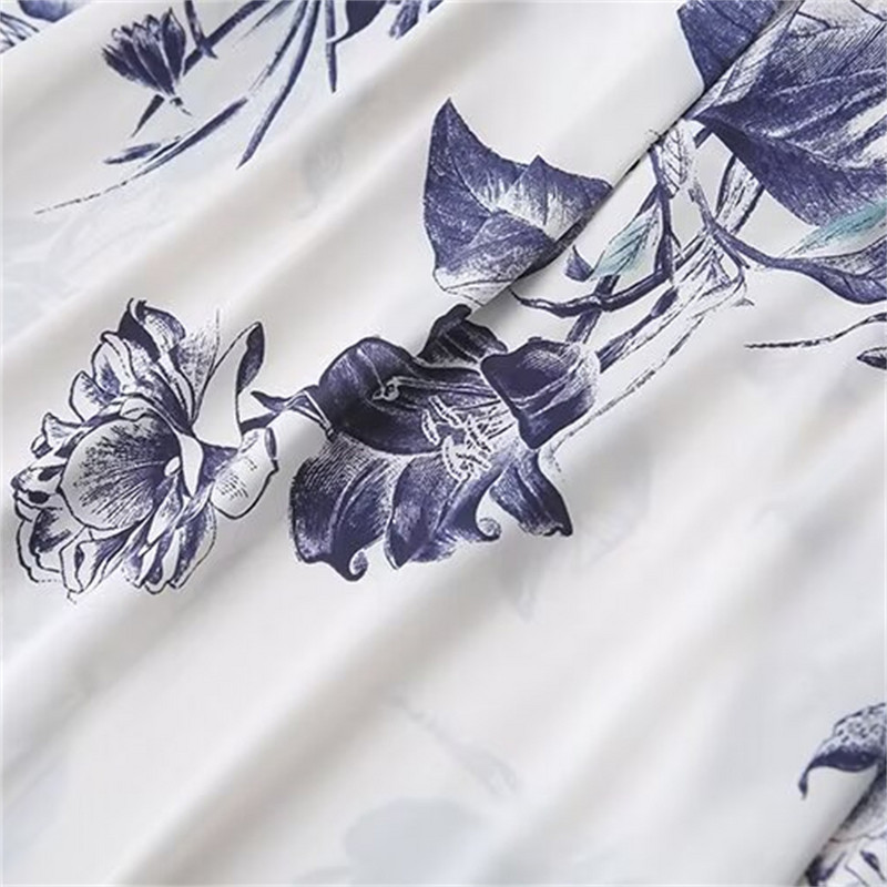 2024ZAR * Cămașă imprimată cu fundă din satin în stil european și american versatilă pentru femei, primăvară/vară.