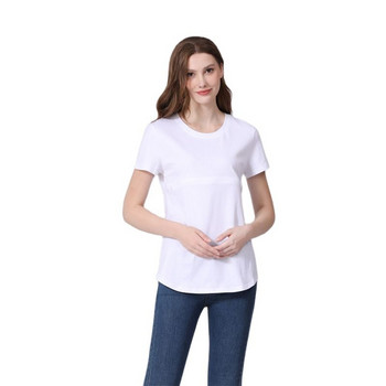 Καλοκαιρινά ρούχα εγκυμοσύνης Μπλούζες θηλασμού Κοντό μανίκι Βαμβακερό μπλουζάκι Θηλασμού με φερμουάρ για εγκύους Μεγάλο μέγεθος 5XL