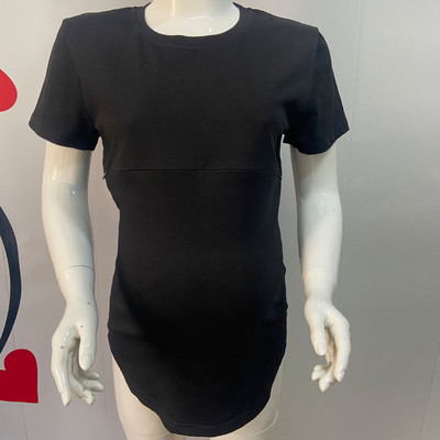 Vasaras grūtnieču apģērbi zīdīšanas topi ar īsām piedurknēm kokvilnas laktācijas krekls ar rāvējslēdzēju barošanai grūtniecēm, liels izmērs 5XL