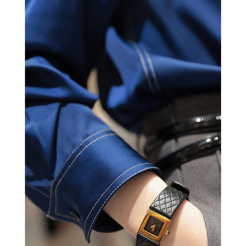 Pendel-mood Naiste ühevärviline lahtikäiva kraega särk Kevad-sügis temperament pikkade varrukatega nööppluus Naiste riided