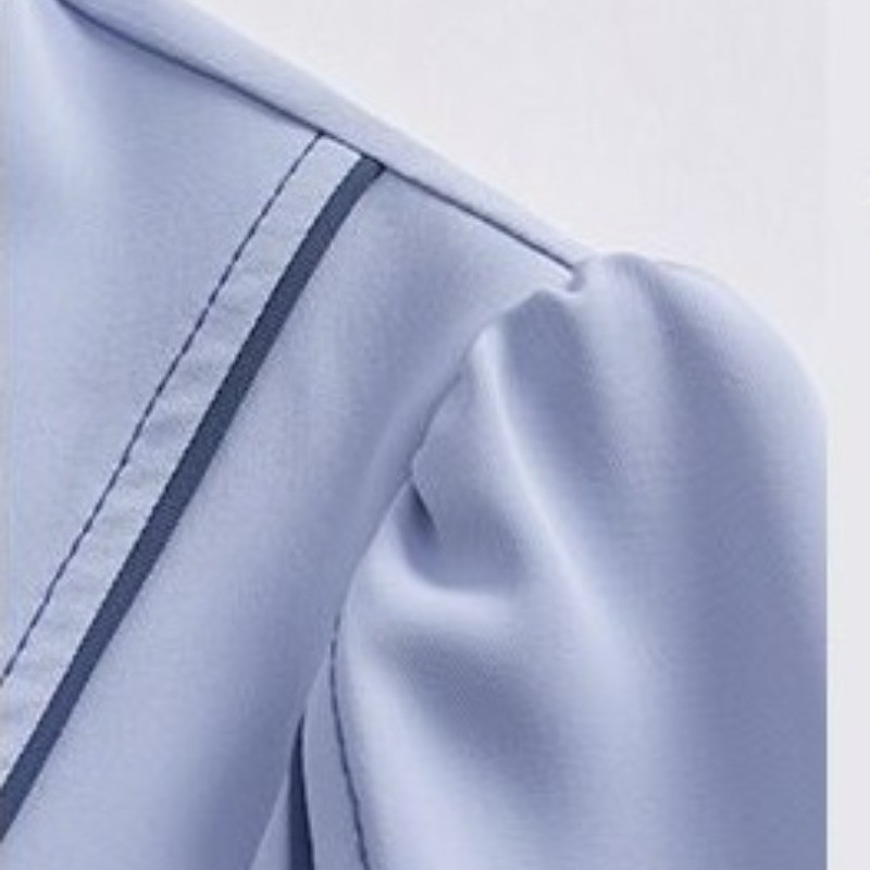 2024. g. sieviešu pavasaris un rudens, jauna mode, kvadrātveida apkakles poga, vienkrāsains, daudzpusīgs, brīvs krekls ar garām piedurknēm