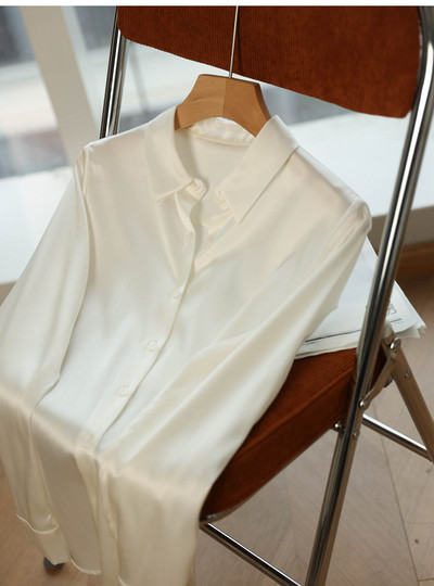 Cămașă de damă din satin Bluze pentru femei Moda 2024 în stil coreean Topuri de damă Cămașă albă de lux Femei OL Largi Îmbrăcăminte nouă pentru femei