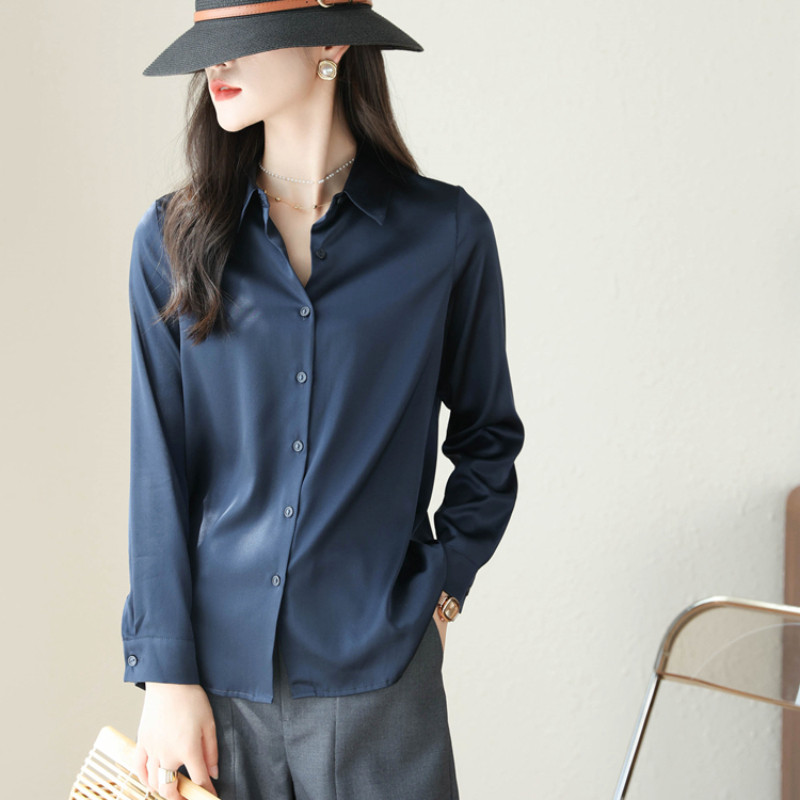 Cămașă de damă din satin Bluze pentru femei Moda 2024 în stil coreean Topuri de damă Cămașă albă de lux Femei OL Largi Îmbrăcăminte nouă pentru femei