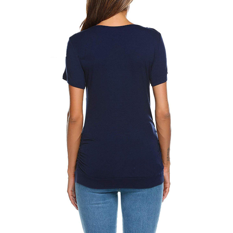 Grūtnieču vasaras T-krekli Grūtnieču topi ar īsām piedurknēm Zīdīšanas T-krekli grūtniecēm Modes tops Grūtnieču ietīšanas krekli Apģērbs