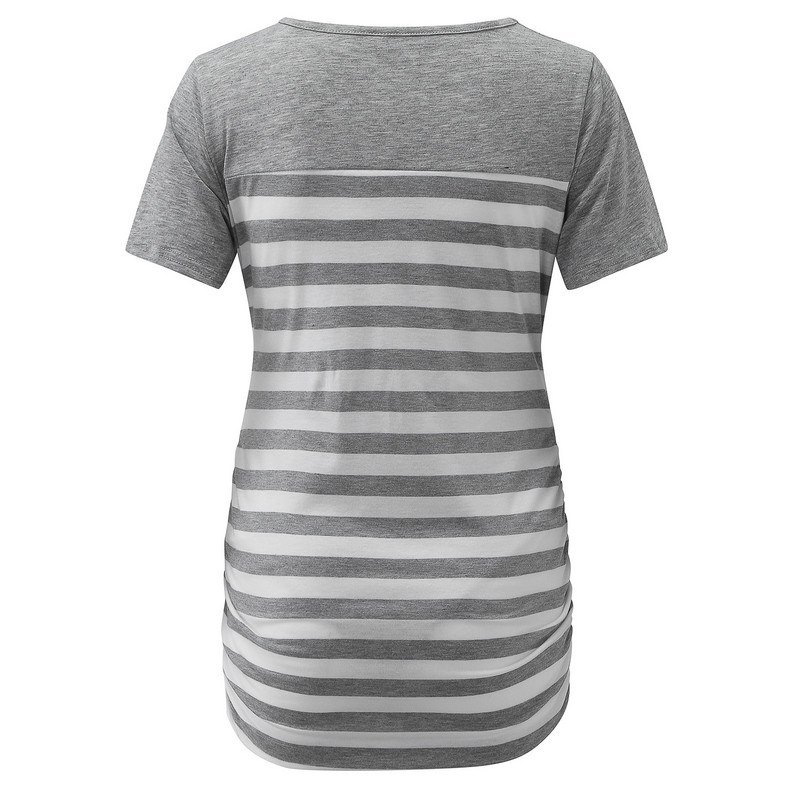 Kismama ruhák Pólók Felsők Női póló Nyakú Terhességi póló 2023 Nyári alkalmi, hízelgő oldalsó póló Kismama ruházat