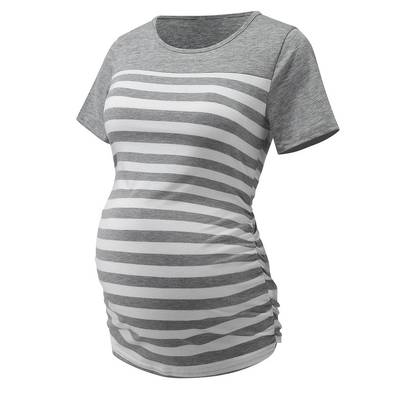 Kismama ruhák Pólók Felsők Női póló Nyakú Terhességi póló 2023 Nyári alkalmi, hízelgő oldalsó póló Kismama ruházat