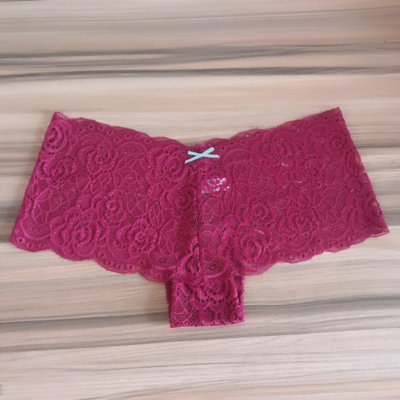 6GB Sieviešu seksīgas mežģīņu biksītes Bokseri Caurspīdīga seksīga ziedu perspektīva apakšveļa Sieviešu zema auguma zēnu intīma apakšveļa