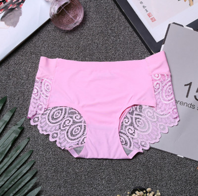 Ice Silk naiste aluspüksid Seksikas aluspesu Lilleline heegeldatud pits õmblusteta aluspüksid hingavad puuvillased jalgevahe elastsed püksid