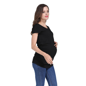 Καλοκαιρινό μπλουζάκι εγκύου μονόχρωμο μπλουζάκι εγκυμοσύνης Μαλακό και ελαστικό γυναικείο βισκόζη Ρούχα εγκύου