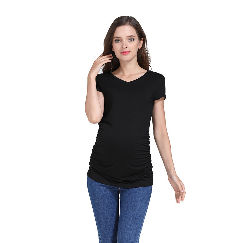 Ljetna majica za trudnice Jednobojna majica za trudnice Meka i rastezljiva ženska odjeća za trudnice od viskoze