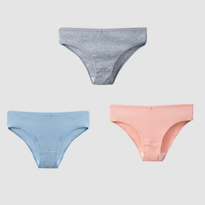 TrowBridge 3TK/komplekt Naiste aluspüksid Puuvillane Seksikas Aluspesu Naiste Triibuline Hingavad püksid Lihtne Hubane Pesu Sport Aluspüksid