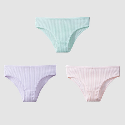 TrowBridge 3TK/komplekt Naiste aluspüksid Puuvillane Seksikas Aluspesu Naiste Triibuline Hingavad püksid Lihtne Hubane Pesu Sport Aluspüksid