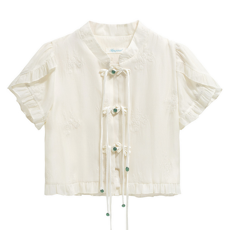 Nova modna ljetna majica kratkih rukava boje marelice Ženska majica Bluza Blusas Mujer De Moda 2024 Ženska košulja od šifona Verano H578