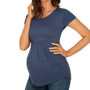 Μπλουζάκι μπλουζάκι μητρότητας ακανόνιστο χώμα με κοντό μανίκι με λαιμόκοψη Βασικό μπλουζάκι για θηλασμό για θηλασμό Καμίζα Кофта