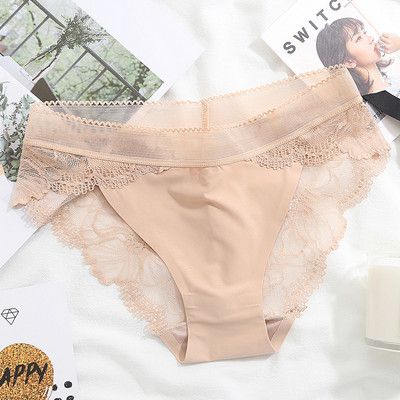 Sieviešu bezšuvju mežģīņu apakšbikses Apakšveļa Panti Ice Silk Sieviete Seksīgas eksotiskas apakšbiksītes Sieviešu caurspīdīgas biksītes