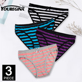 Chiloți din bumbac pentru femei Slip pentru fete Ms.cotton lenjerie de corp bikini lenjerie sexy Slip de damă sexy lenjerie de corp cu dungi pentru femeie 3 buc/set