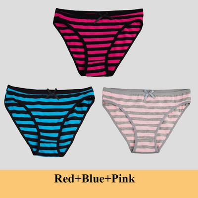 Chiloți din bumbac pentru femei Slip pentru fete Ms.cotton lenjerie de corp bikini lenjerie sexy Slip de damă sexy lenjerie de corp cu dungi pentru femeie 3 buc/set