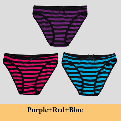 Chiloți din bumbac pentru femei Slip pentru fete Ms.cotton lenjerie de corp bikini lenjerie sexy Slip de damă sexy lenjerie de corp cu dungi pentru femeie 3 buc/set