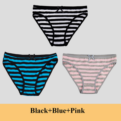 Chiloți din bumbac pentru femei Slip pentru fete Ms.cotton lenjerie de corp bikini lenjerie sexy Slip de damă sexy lenjerie de corp cu dungi pentru femeie 3 buc/set