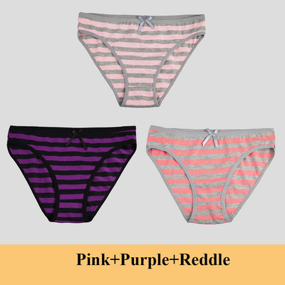 Chiloți din bumbac pentru femei Slip pentru fete Ms.cotton lenjerie de corp bikini lenjerie sexy Slip de damă sexy lenjerie de corp cu dungi pentru femeie 3 buc/set