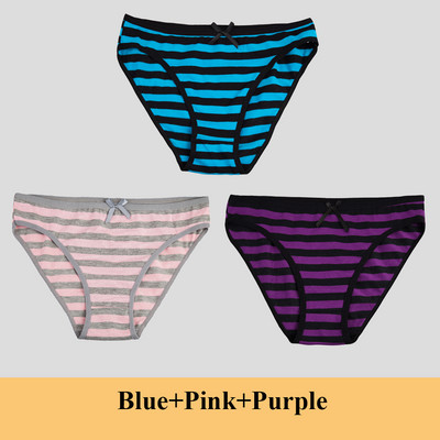 Chiloți din bumbac pentru femei Slip pentru fete Ms.cotton lenjerie de corp bikini lenjerie sexy Slip de damă sexy lenjerie de corp cu dungi pentru femeie 3 buc/set