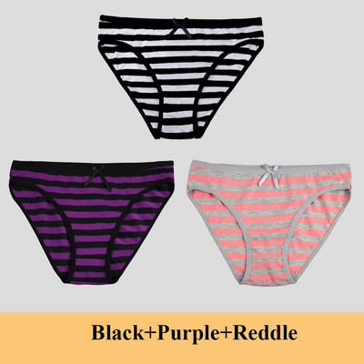 Chiloți din bumbac pentru femei Slip pentru fete Ms.cotton lenjerie de corp bikini lenjerie sexy Slip de damă sexy lenjerie de corp cu dungi pentru femeie 3 buc/set