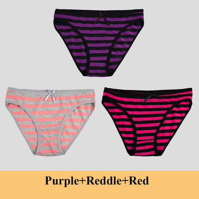 Chiloți din bumbac pentru femei Slip pentru fete Ms.cotton lenjerie de corp bikini lenjerie sexy Slip de damă sexy lenjerie de corp cu dungi pentru femeie 3 buc/set