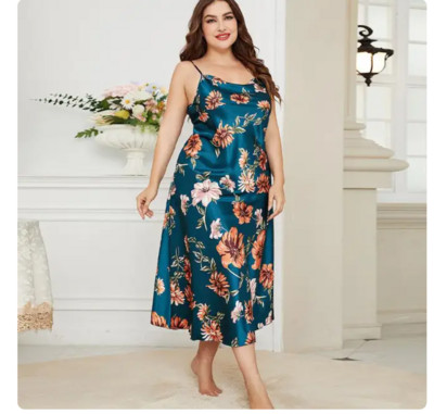 XL-5XL Camașă de noapte sexy cu bretele de mărime mare Lenjerie de noapte Lenjerie de vară Cămașă de noapte largi din satin mătăsos Rochie de dormit