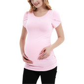 Rasedate T-särk Suvine lühikeste kroonlehtedega varrukatega T-särk Ruched küljega rasedusriided Naiste tuunikatopsid vabaaja t-särk