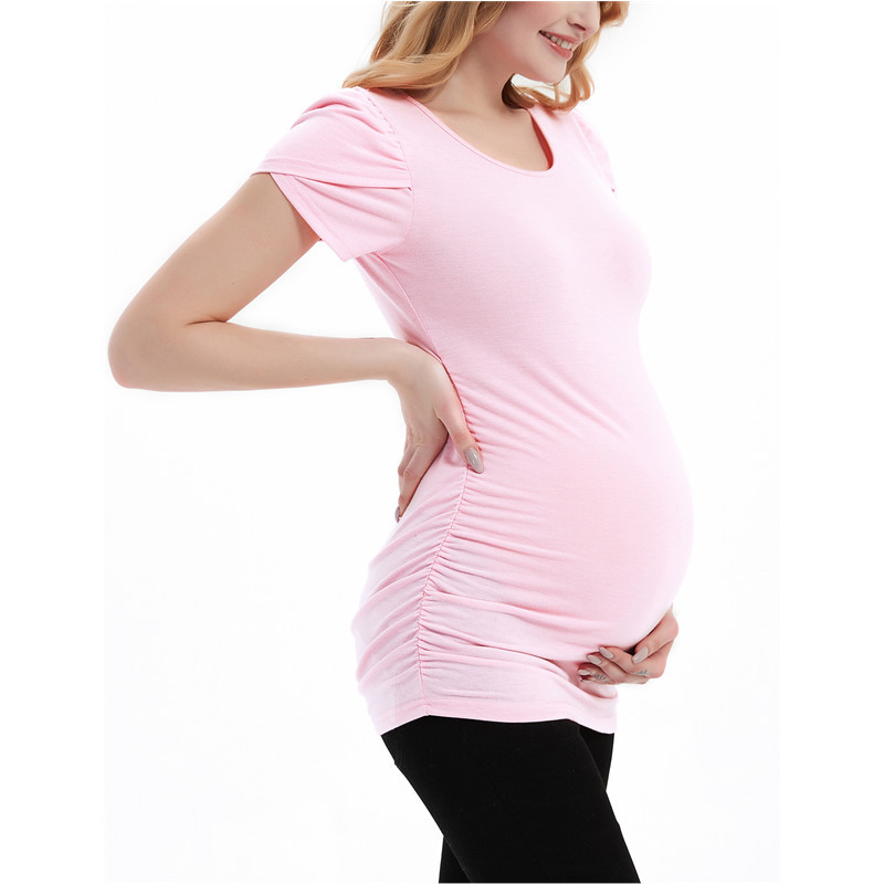 Rasedate T-särk Suvine lühikeste kroonlehtedega varrukatega T-särk Ruched küljega rasedusriided Naiste tuunikatopsid vabaaja t-särk