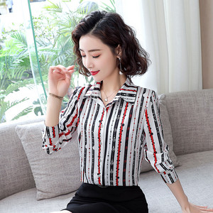 TingYiLi Vintage Satenska svilena cvjetna bluza Košulja Proljeće Jesen Ženska košulja dugih rukava Korejska uredska odjeća Elegantne ženske majice