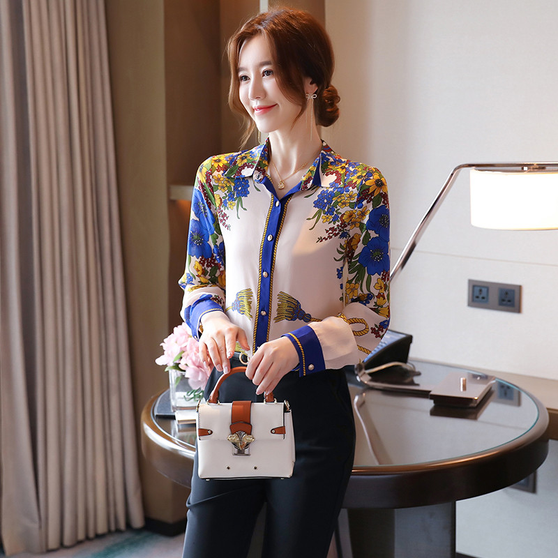 Ženske košulje s printom u francuskom stilu Ženske bluze Proljeće Jesen Košulje dugih rukava Majice Blusas Mujer