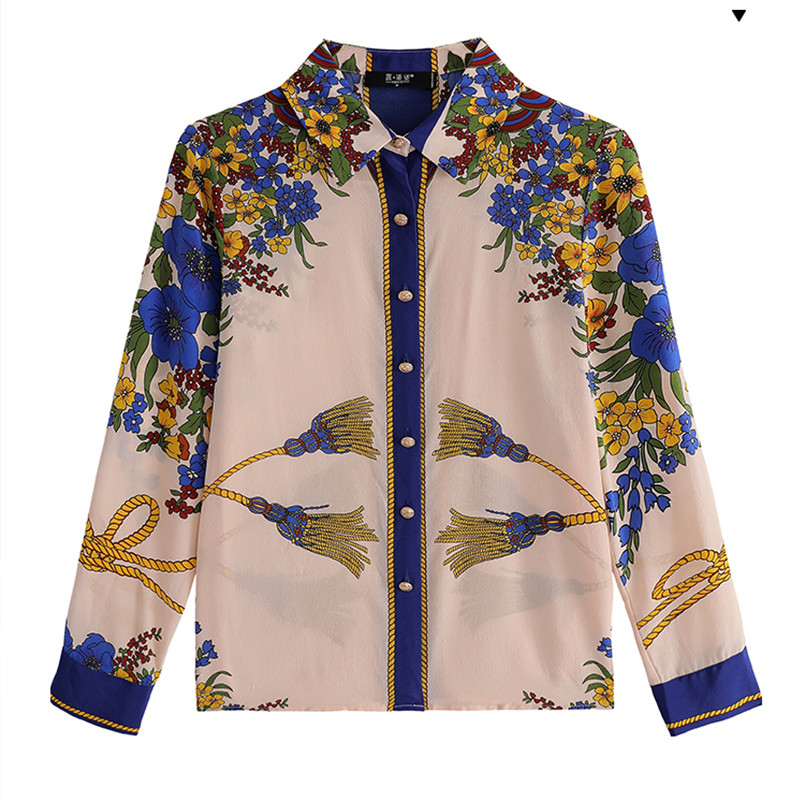 Ženske košulje s printom u francuskom stilu Ženske bluze Proljeće Jesen Košulje dugih rukava Majice Blusas Mujer