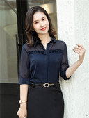 Női blúz félujjú ing Chiffon blus 2021. nyár divat Átlátszó női, elegáns irodai női nagy méretű munkalapok