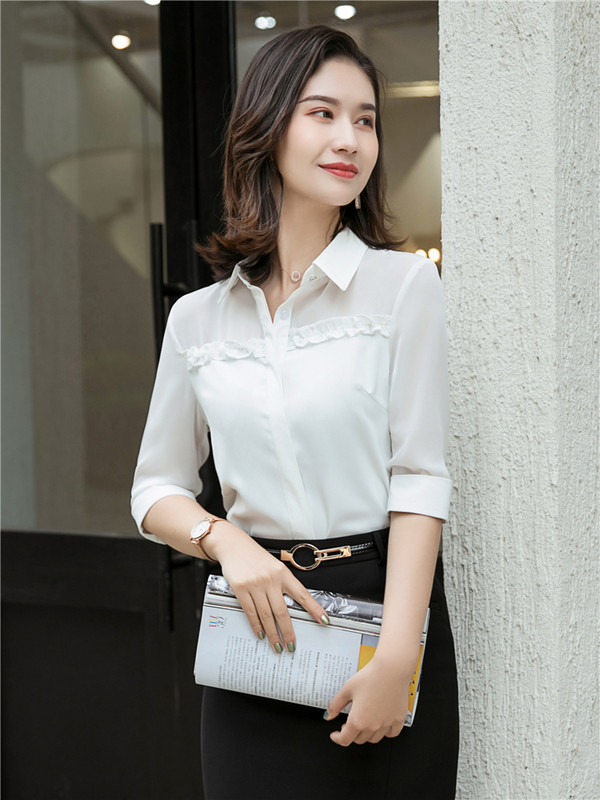 Női blúz félujjú ing Chiffon blus 2021. nyár divat Átlátszó női, elegáns irodai női nagy méretű munkalapok