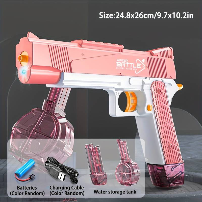 Vandens pistoletas ant akumuliatoriaus ir įkroviklio