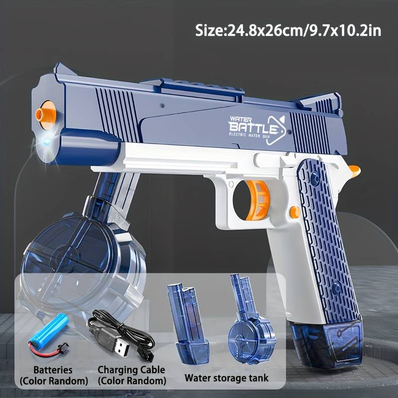 Vandens pistoletas ant akumuliatoriaus ir įkroviklio