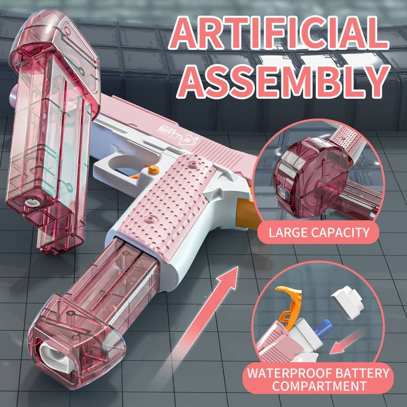 Vandens pistoletas ant akumuliatoriaus ir įkroviklio