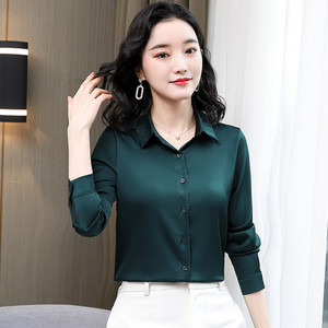 Cămăși noi de primăvară pentru femei Bluză cu mânecă lungă din satin Cămăși la modă pentru damă de birou Cămașă pentru femei din mătase Bluze elegante OL Bluze pentru femei