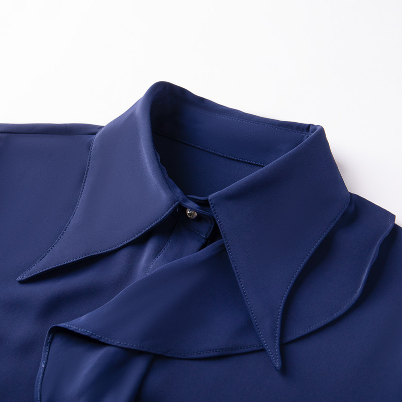 NAVIU tumesinine volangidega särk naistele, uus 2023. aasta sügisene temperament, elegantsed pikkade varrukatega pluusid, kontorinaised, valged valged