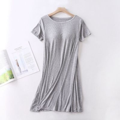 Rövid ujjú éjszakai ruha Női nyári hálóing mellkaspárnák nagy méretű pamut hálóing kényelmes modális ruha női hálóruha